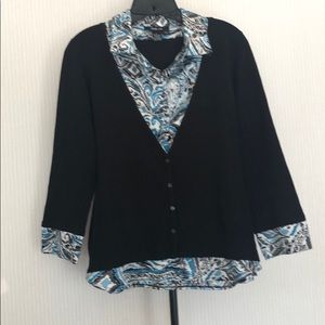 Cute Style & Co. black sweater w button up blouse